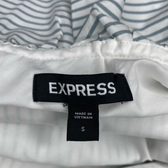 Express Striped One Shoulder Ruffle Tie Waist Poplin Maxi Dress - Picture 7 of 9